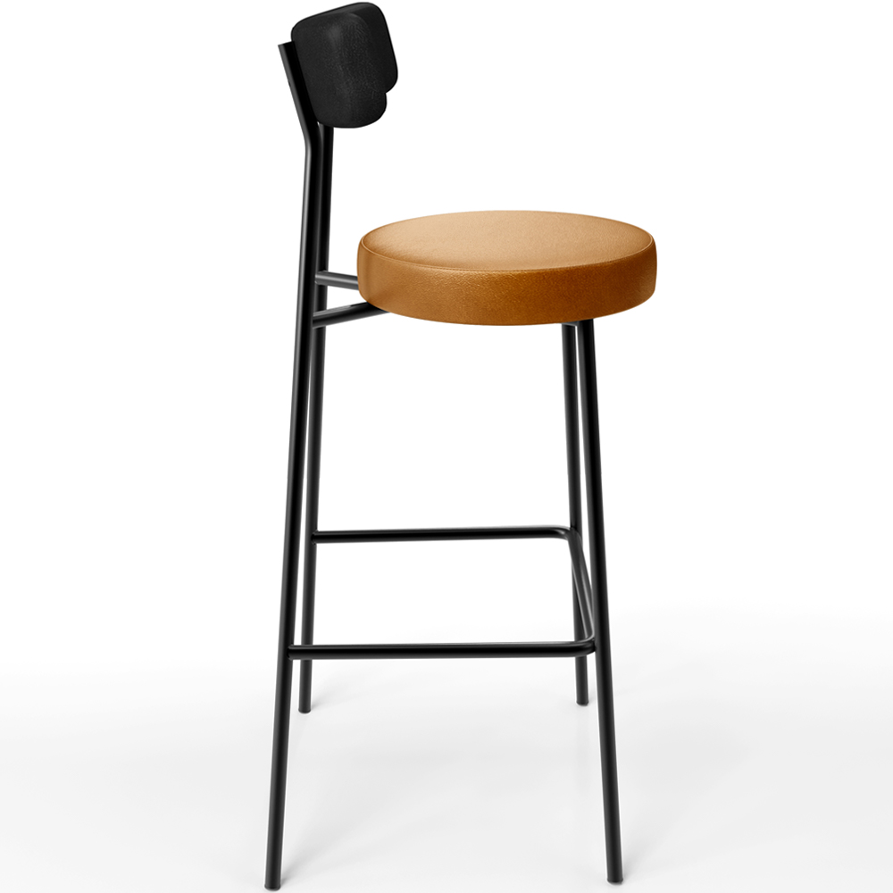 Banqueta Alta Bar Cozinha Sala De Jantar Milão L02 Couríssimo Preto Whisky - Lyam Decor