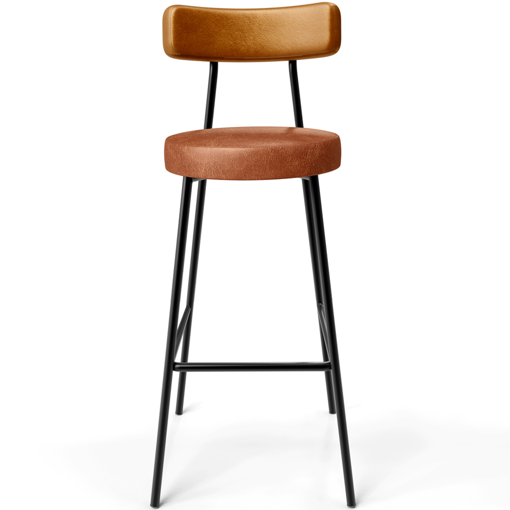 Banqueta Alta Bar Cozinha Sala De Jantar Milão L02 Couríssimo Whisky Camel - Lyam Decor