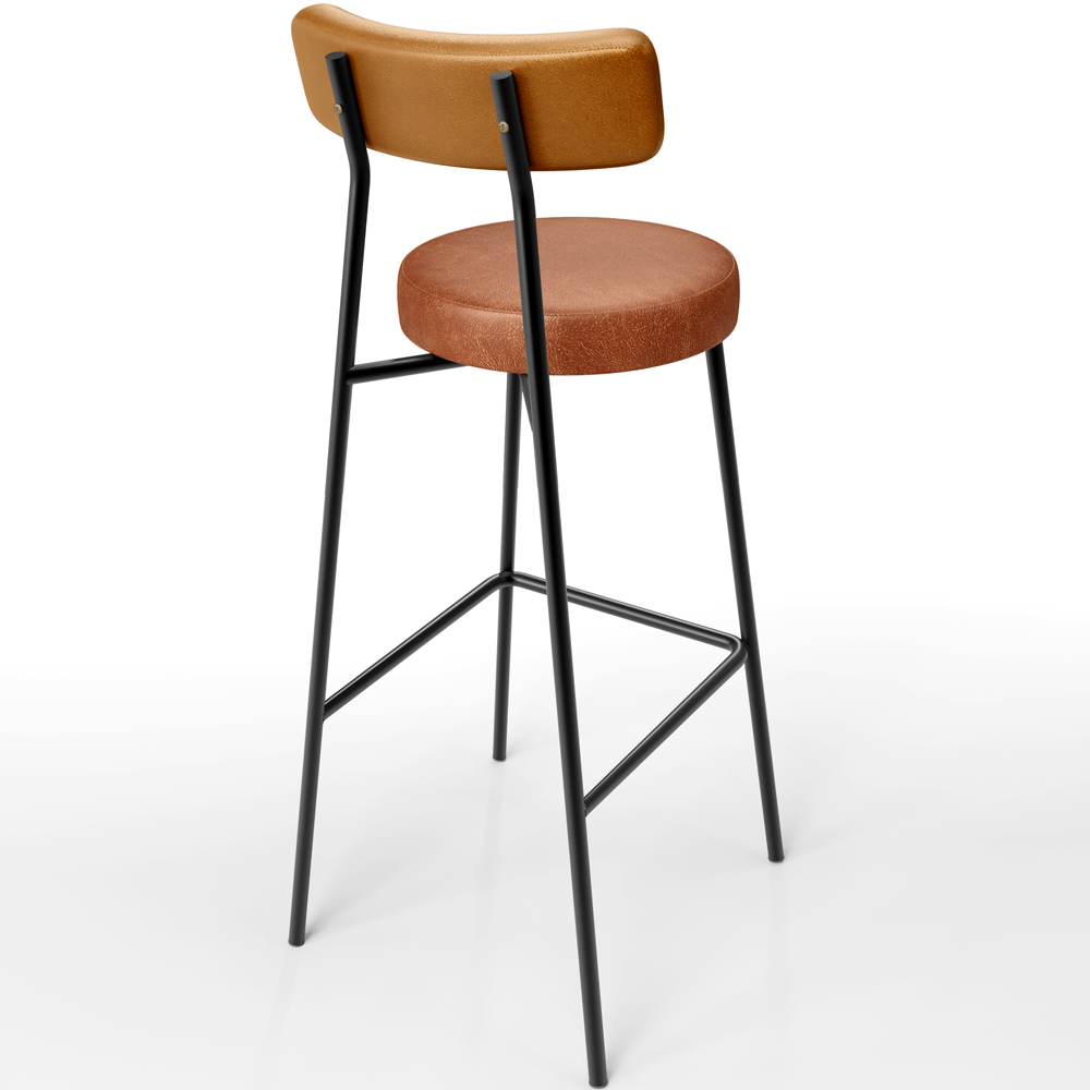 Banqueta Alta Bar Cozinha Sala De Jantar Milão L02 Couríssimo Whisky Camel - Lyam Decor