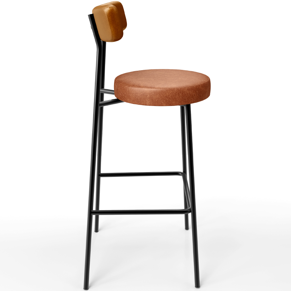Banqueta Alta Bar Cozinha Sala De Jantar Milão L02 Couríssimo Whisky Camel - Lyam Decor