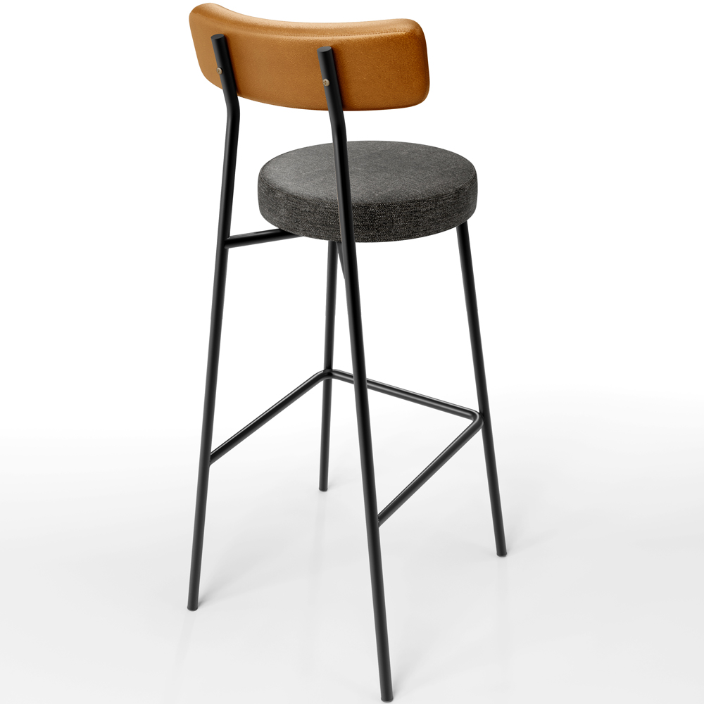 Banqueta Alta Bar Cozinha Sala De Jantar Milão L02 Couríssimo Whisky Linho Chumbo - Lyam Decor
