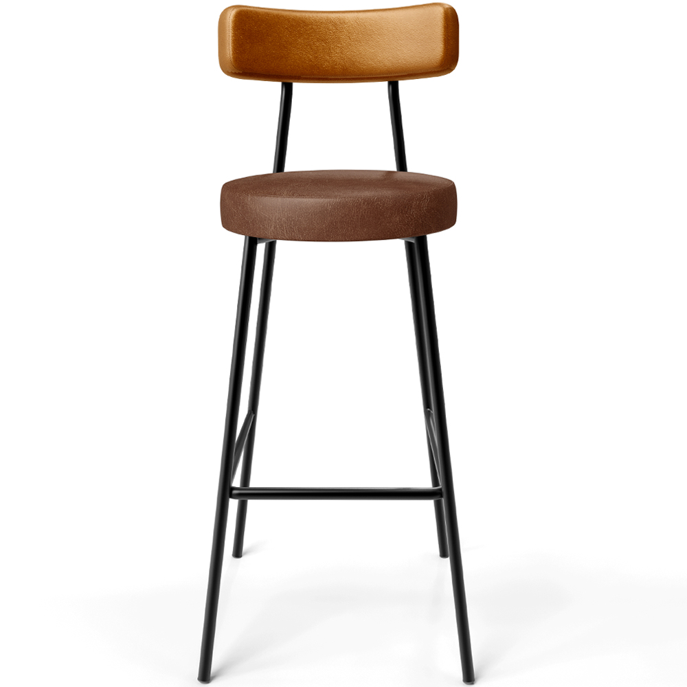 Banqueta Alta Bar Cozinha Sala De Jantar Milão L02 Couríssimo Whisky Marrom - Lyam Decor