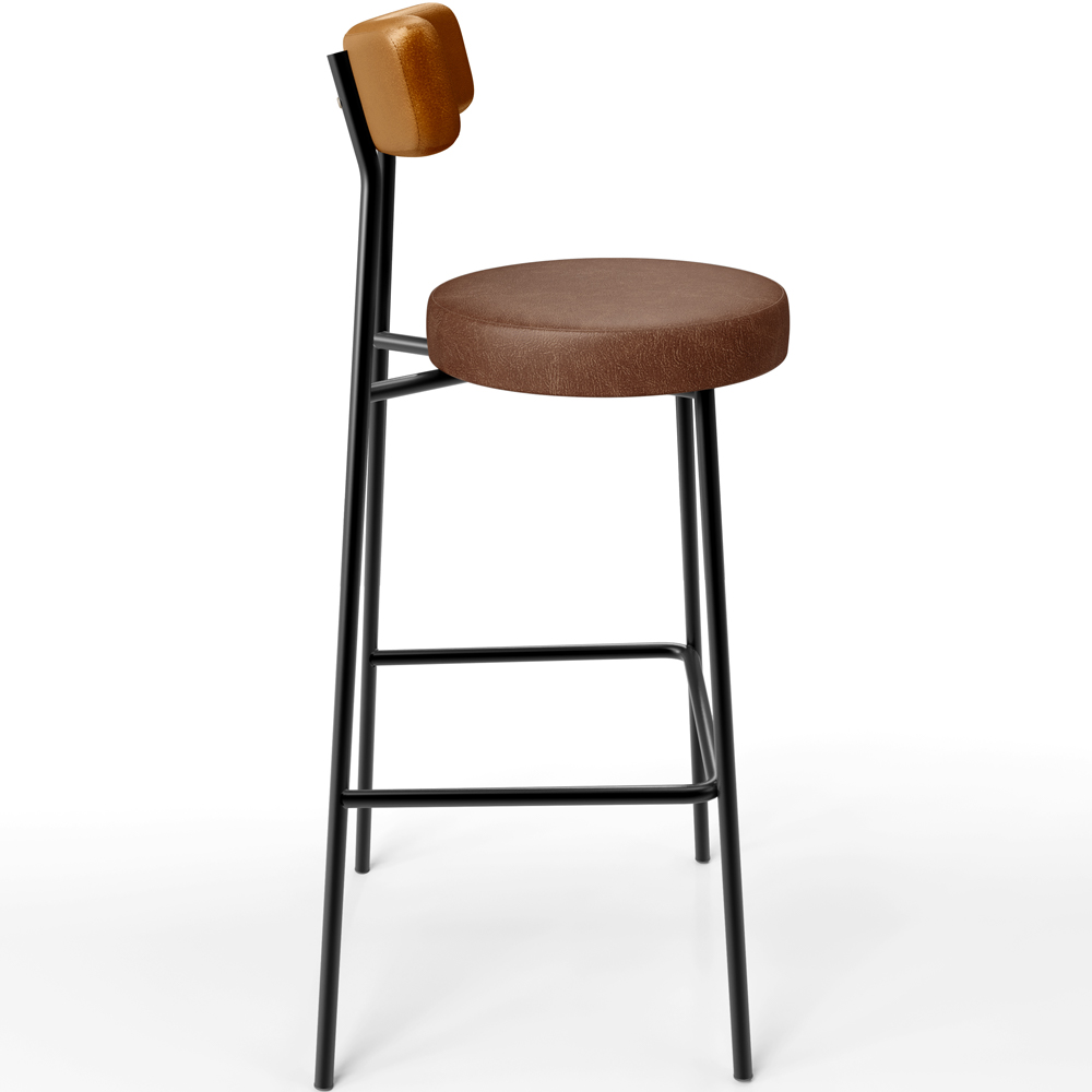 Banqueta Alta Bar Cozinha Sala De Jantar Milão L02 Couríssimo Whisky Marrom - Lyam Decor
