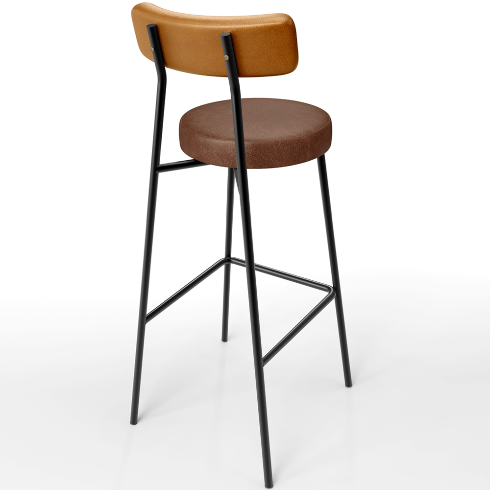 Banqueta Alta Bar Cozinha Sala De Jantar Milão L02 Couríssimo Whisky Marrom - Lyam Decor