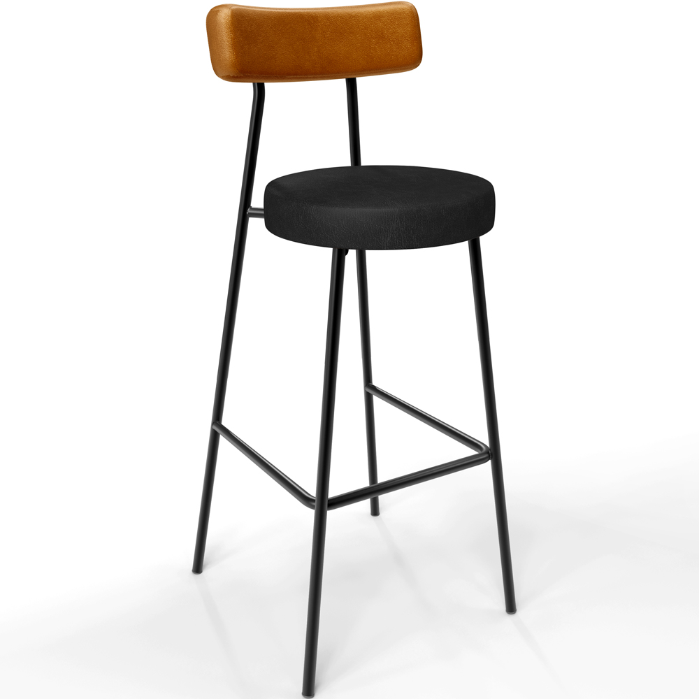 Banqueta Alta Bar Cozinha Sala De Jantar Milão L02 Couríssimo Whisky Preto - Lyam Decor