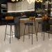 Banqueta Alta Bar Cozinha Sala De Jantar Milão L02 Couríssimo Whisky Preto - Lyam Decor