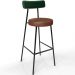 Banqueta Alta Bar Cozinha Sala De Jantar Milão L02 Facto Verde Musgo Couríssimo Marrom - Lyam Decor