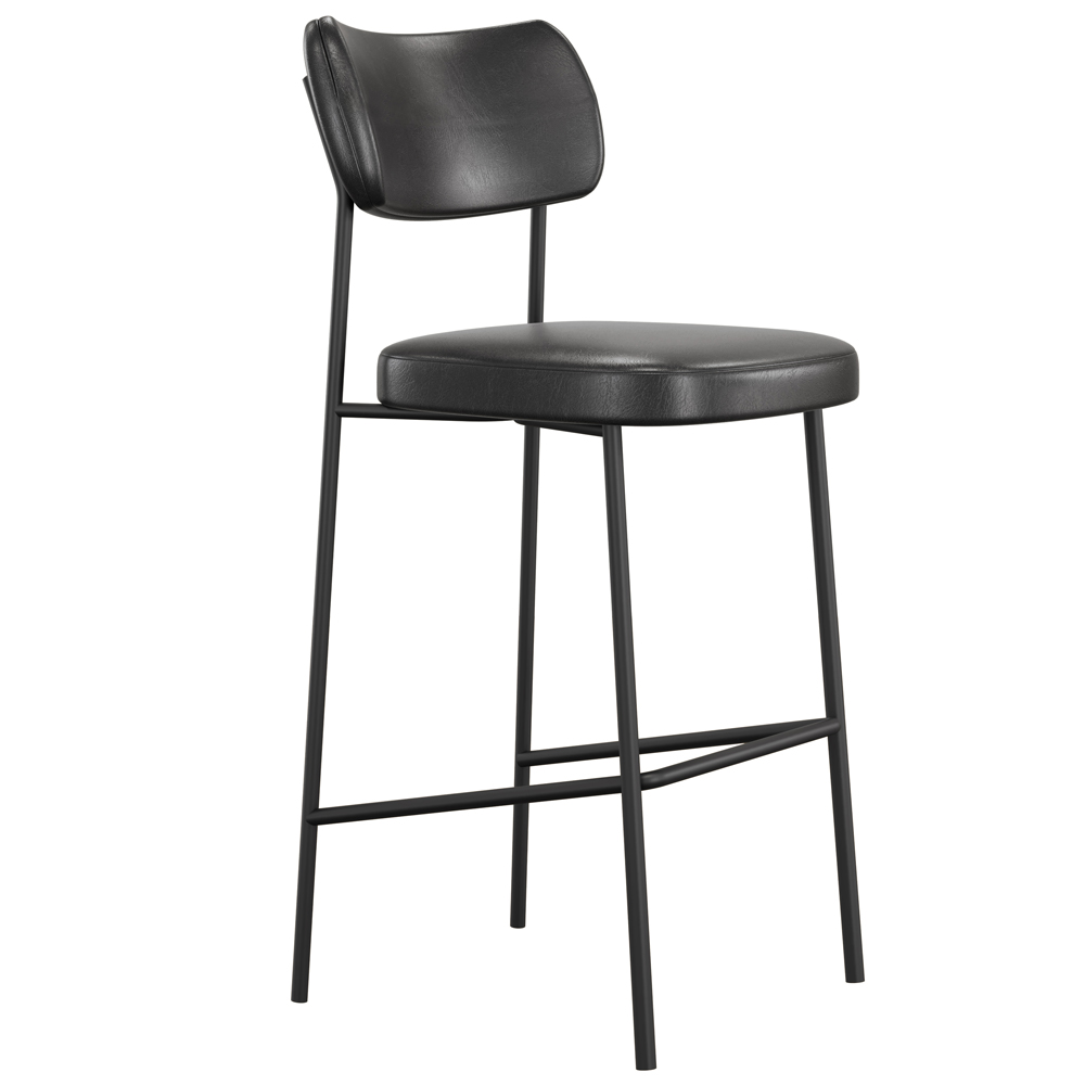 Banqueta Alta Bar Cozinha Sala De Jantar Preto Elira L02 Couríssimo Preto - Lyam Decor