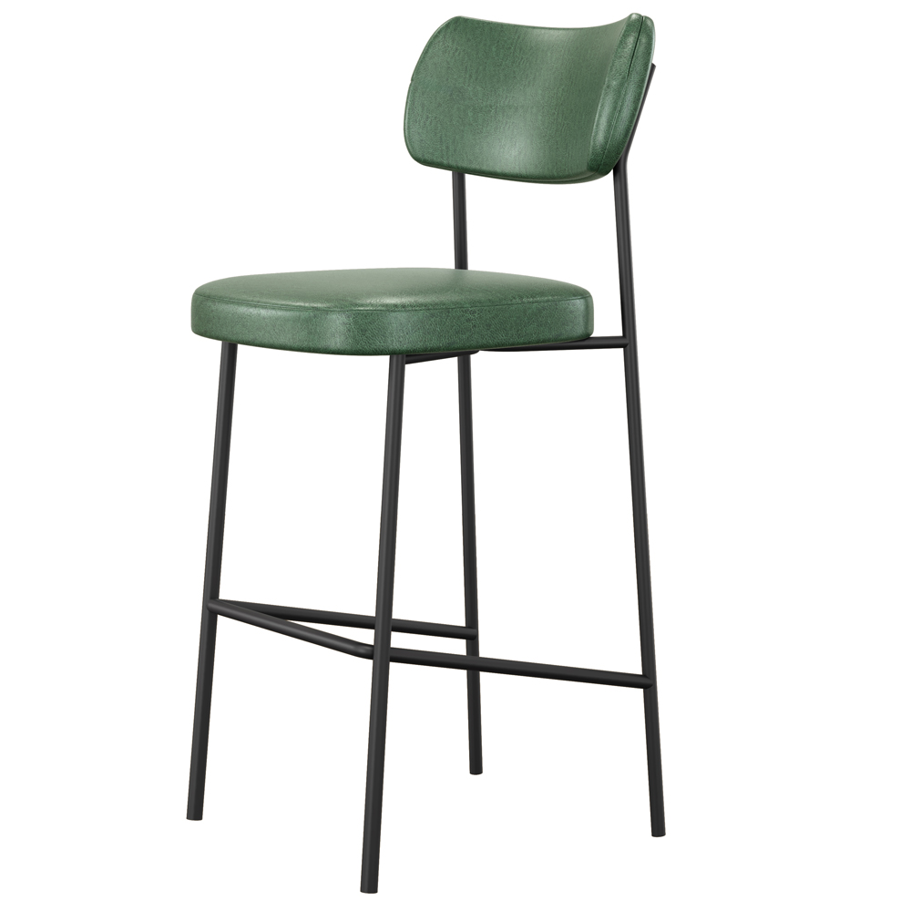 Banqueta Alta Bar Cozinha Sala De Jantar Preto Elira L02 Couríssimo Verde - Lyam Decor