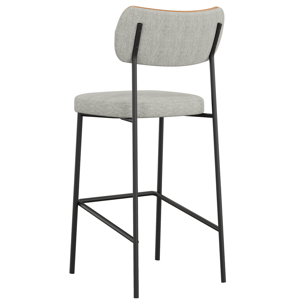 Banqueta Alta Bar Cozinha Sala De Jantar Preto Elira L02 Couríssimo Whisky Linho Cinza - Lyam Decor