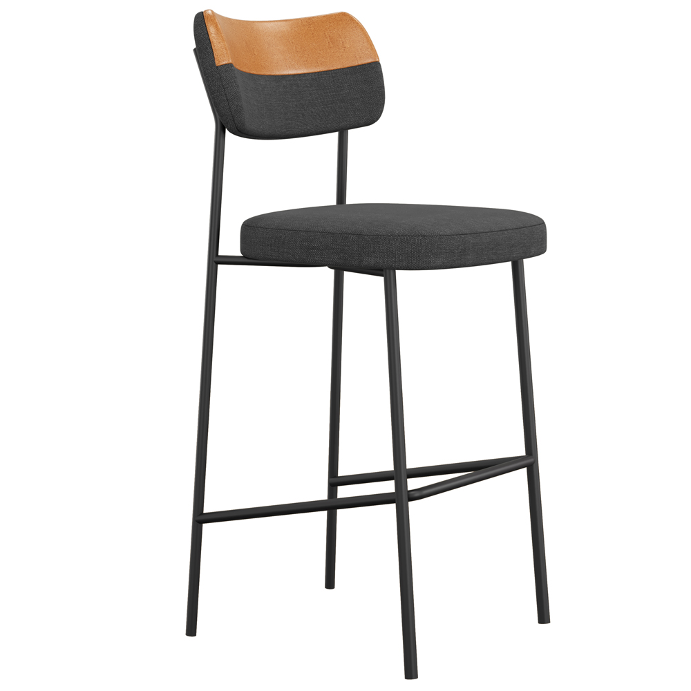 Banqueta Alta Bar Cozinha Sala De Jantar Whisky Elira L02 Couríssimo Whisky Linho Chumbo - Lyam Decor