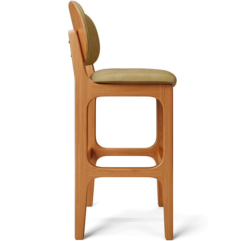 Banqueta Alta Bar Cozinha Sala Jantar Fixa Betta L02 Imbuia Couríssimo Casco Fendi - Lyam Decor