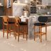 Banqueta Alta Bar Cozinha Sala Jantar Fixa Betta L02 Imbuia Linho Chumbo - Lyam Decor