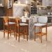 Banqueta Alta Bar Cozinha Sala Jantar Fixa Betta L02 Imbuia Linho Cinza - Lyam Decor