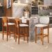 Banqueta Alta Bar Cozinha Sala Jantar Fixa Betta L02 Imbuia Linho Cru - Lyam Decor