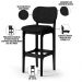 Banqueta Alta Bar Cozinha Sala Jantar Fixa Betta L02 Preto Linho Chumbo - Lyam Decor