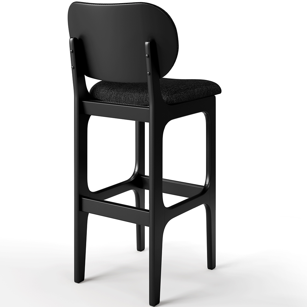 Banqueta Alta Bar Cozinha Sala Jantar Fixa Betta L02 Preto Linho Chumbo - Lyam Decor