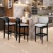 Banqueta Alta Bar Cozinha Sala Jantar Fixa Betta L02 Preto Linho Cinza - Lyam Decor