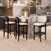 Banqueta Alta Bar Cozinha Sala Jantar Fixa Betta L02 Preto Linho Cru - Lyam Decor