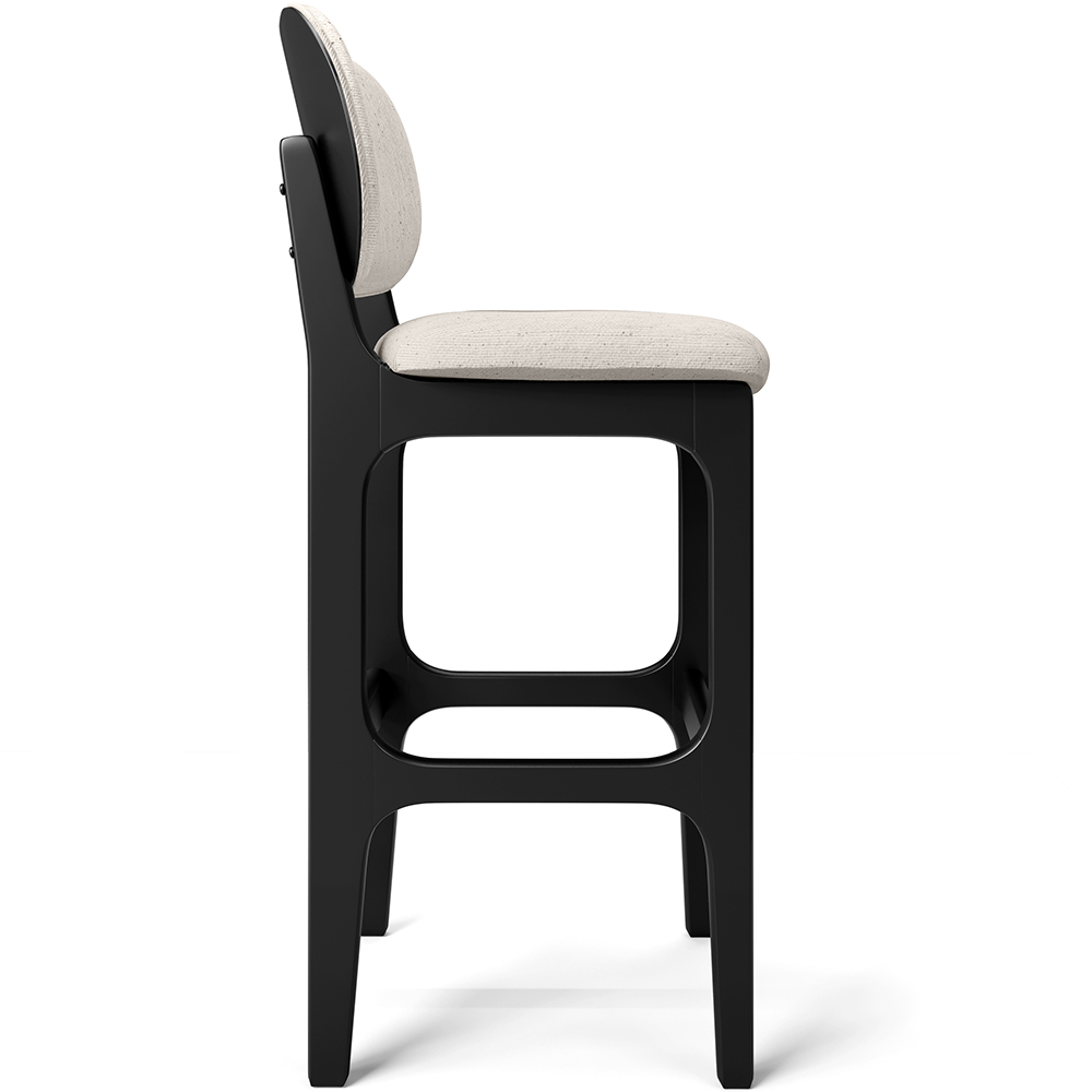 Banqueta Alta Bar Cozinha Sala Jantar Fixa Betta L02 Preto Linho Cru - Lyam Decor