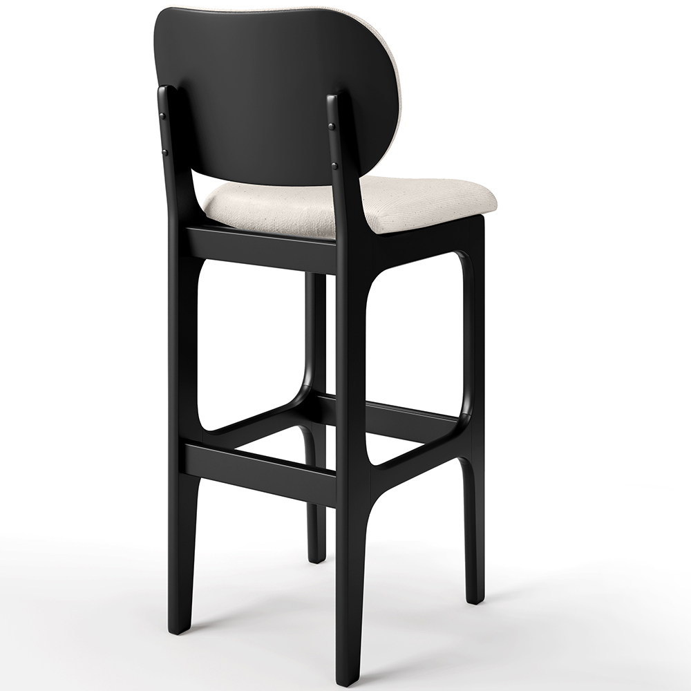 Banqueta Alta Bar Cozinha Sala Jantar Fixa Betta L02 Preto Linho Cru - Lyam Decor