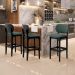 Banqueta Alta Bar Cozinha Sala Jantar Fixa Betta L02 Preto Linho Verde Musgo - Lyam Decor