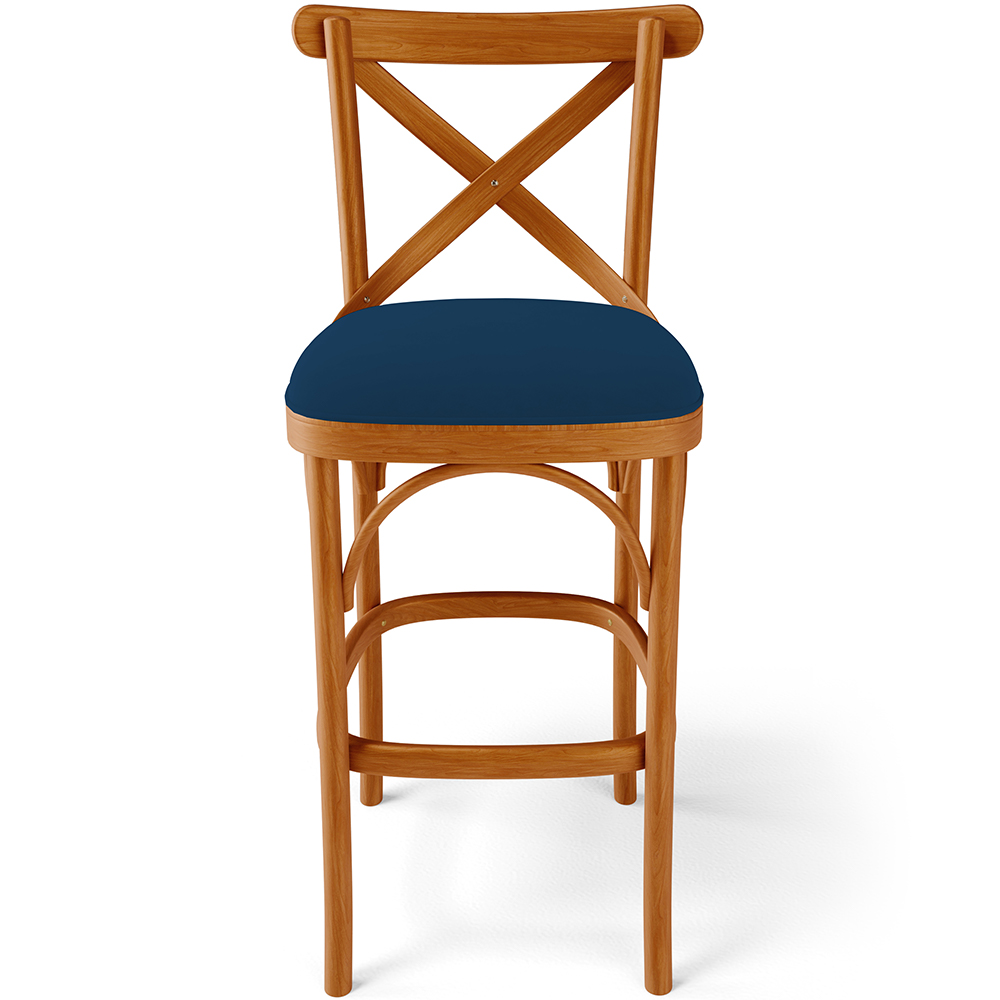 Banqueta Alta Cozinha Bancada Bar Sala de Jantar Estofada Ávila L02 Suede Azul Marinho - Lyam