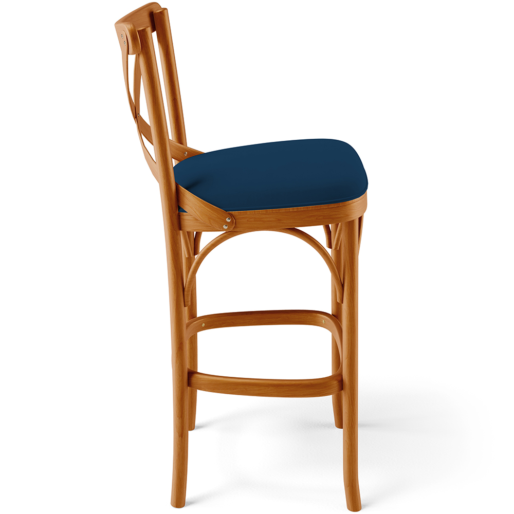 Banqueta Alta Cozinha Bancada Bar Sala de Jantar Estofada Ávila L02 Suede Azul Marinho - Lyam
