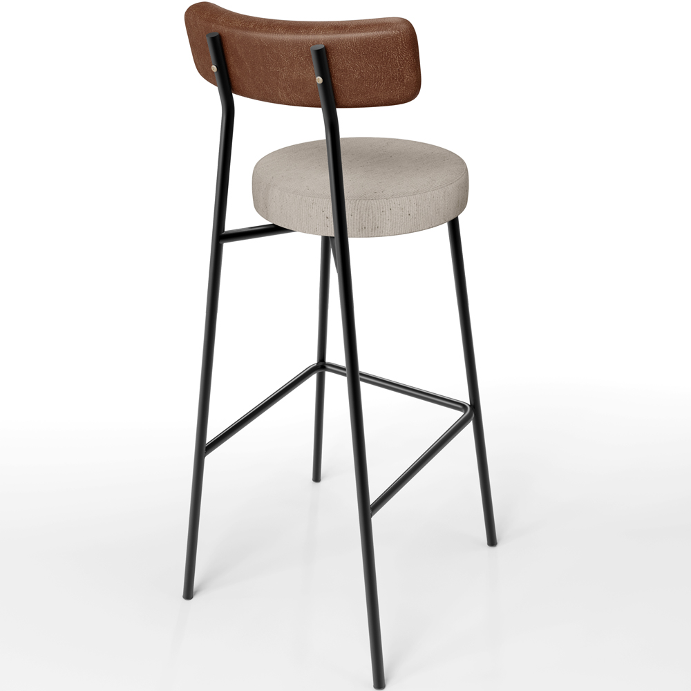 Banqueta Alta Cozinha Bar Sala De Jantar Milão L02 Couríssimo Marrom Linho Bege - Lyam Decor