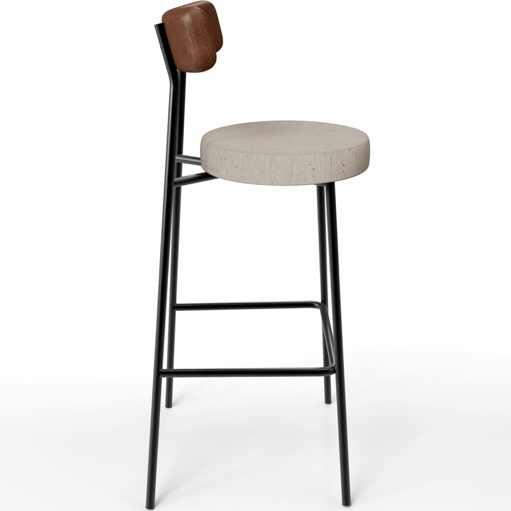 Banqueta Alta Cozinha Bar Sala De Jantar Milão L02 Couríssimo Marrom Linho Bege - Lyam Decor