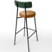 Banqueta Alta Cozinha Sala De Jantar Milão L02 Facto Verde Musgo Couríssimo Whisky - Lyam Decor