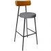 Banqueta Alta Cozinha Sala Jantar Aço Milão L02 Couríssimo Whisky Linho Cinza Escuro - Lyam Decor