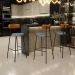Banqueta Alta Cozinha Sala Jantar Aço Milão L02 Couríssimo Whisky Linho Cinza Escuro - Lyam Decor