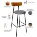 Banqueta Alta Cozinha Sala Jantar Aço Milão L02 Couríssimo Whisky Linho Cinza Escuro - Lyam Decor