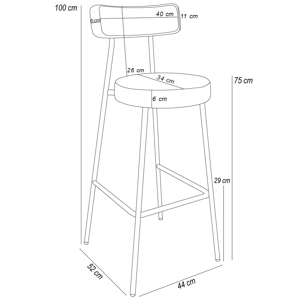 Banqueta Alta Cozinha Sala Jantar Aço Milão L02 Couríssimo Whisky Linho Cinza Escuro - Lyam Decor