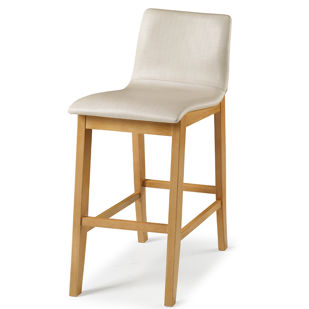 Banqueta Alta Estofada Para Cozinha Sala De Jantar Base Fixa Elis B05 Facto Bege - Lyam Decor