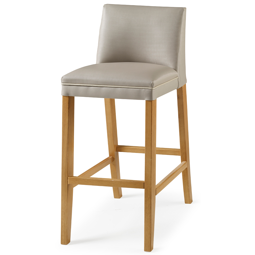 Banqueta Alta Estofada Para Cozinha Sala De Jantar Base Fixa Maitê B05 Facto Bege - Lyam Decor