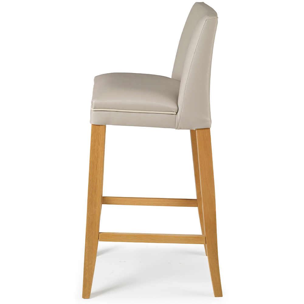 Banqueta Alta Estofada Para Cozinha Sala De Jantar Base Fixa Maitê B05 Facto Bege - Lyam Decor