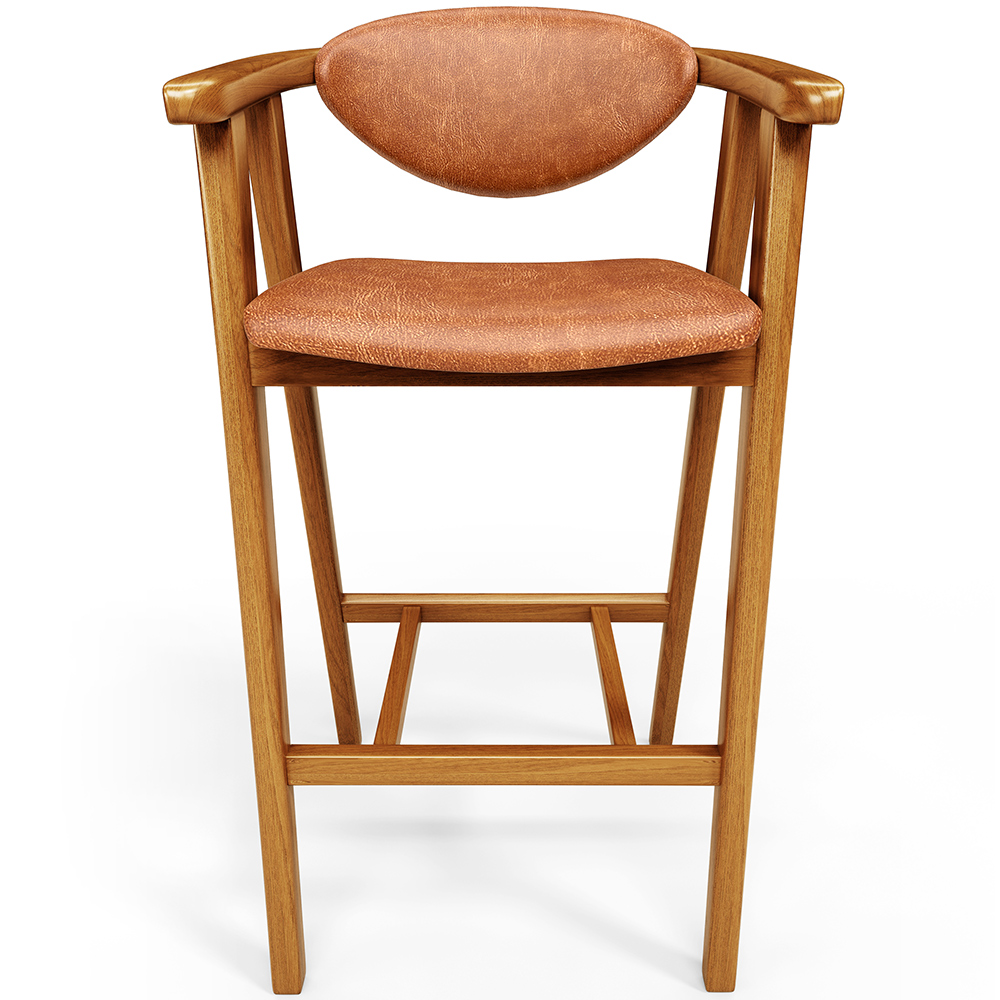 Banqueta Alta Para Cozinha Bancada Bar Sala de Jantar Fixa Cecília L02 Couríssimo Camel - Lyam