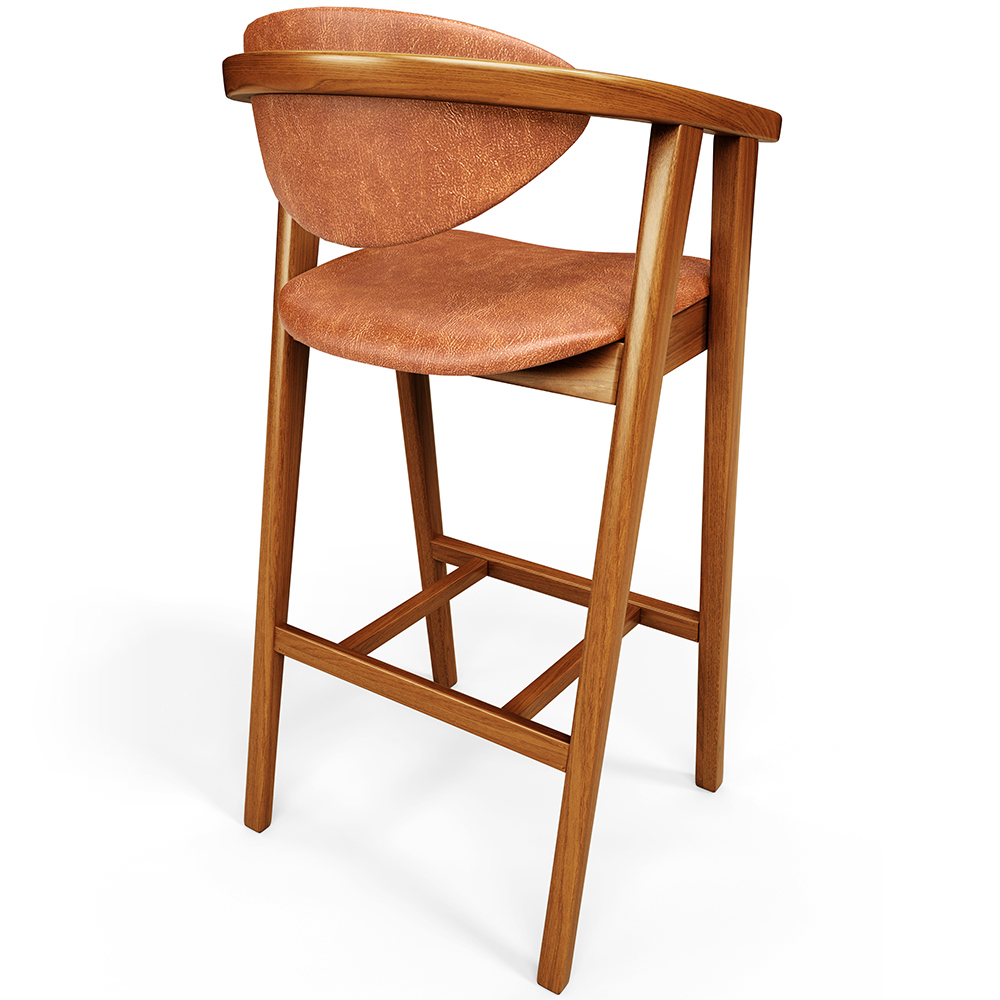 Banqueta Alta Para Cozinha Bancada Bar Sala de Jantar Fixa Cecília L02 Couríssimo Camel - Lyam