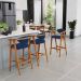 Banqueta Alta Para Cozinha Bancada Bar Sala de Jantar Fixa Cecília L02 Suede Azul Marinho - Lyam