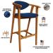 Banqueta Alta Para Cozinha Bancada Bar Sala de Jantar Fixa Cecília L02 Suede Azul Marinho - Lyam
