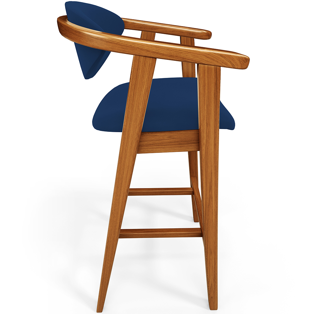 Banqueta Alta Para Cozinha Bancada Bar Sala de Jantar Fixa Cecília L02 Suede Azul Marinho - Lyam