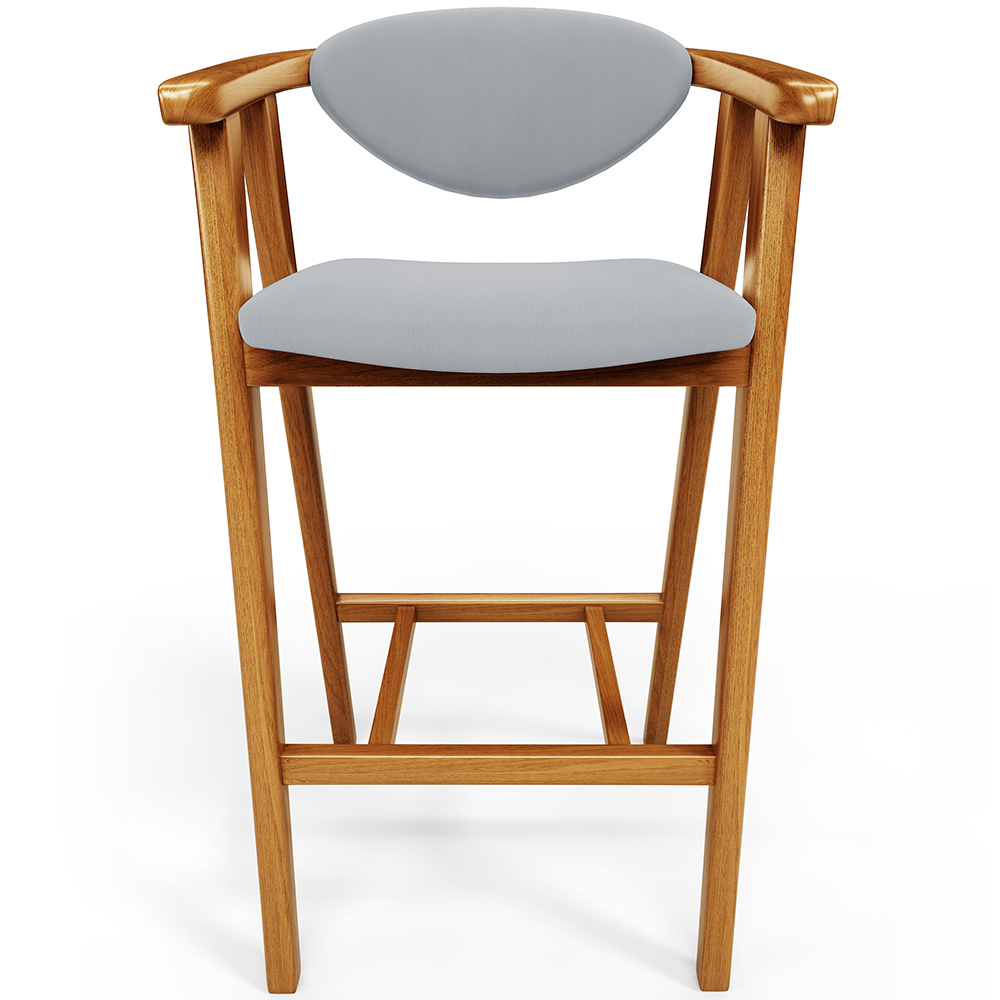 Banqueta Alta Para Cozinha Bancada Bar Sala de Jantar Fixa Cecília L02 Suede Cinza - Lyam