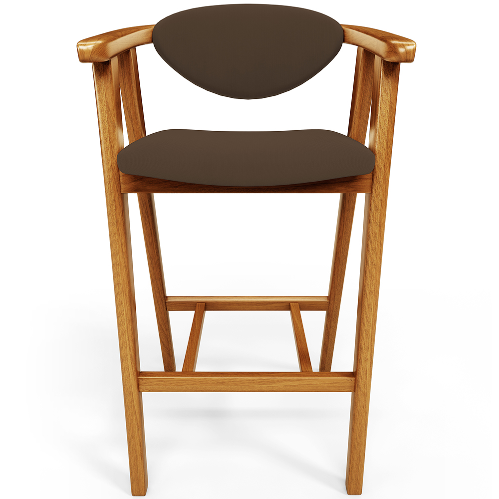 Banqueta Alta Para Cozinha Bancada Bar Sala de Jantar Fixa Cecília L02 Suede Marrom - Lyam