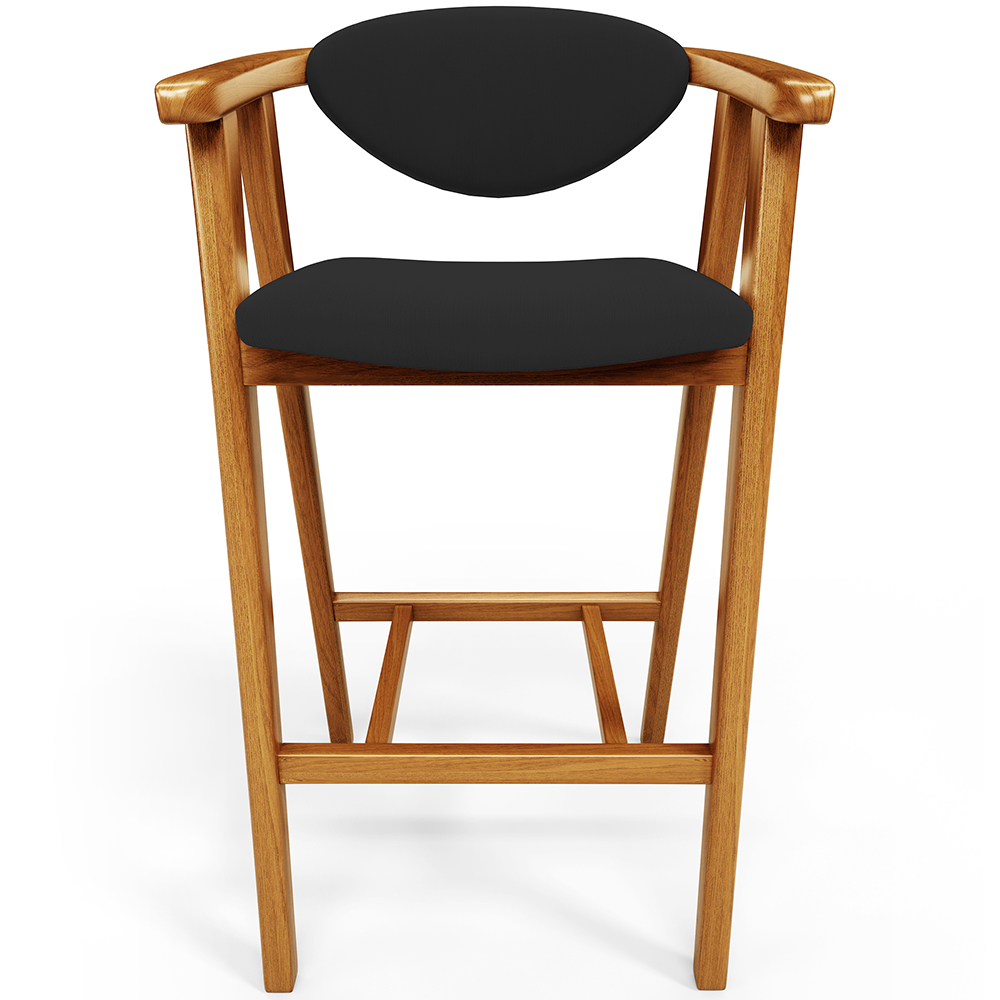 Banqueta Alta Para Cozinha Bancada Bar Sala de Jantar Fixa Cecília L02 Suede Preto - Lyam