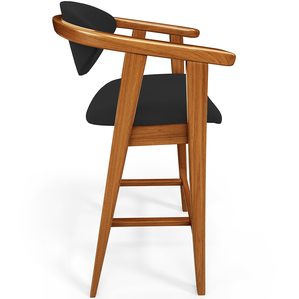 Banqueta Alta Para Cozinha Bancada Bar Sala de Jantar Fixa Cecília L02 Suede Preto - Lyam