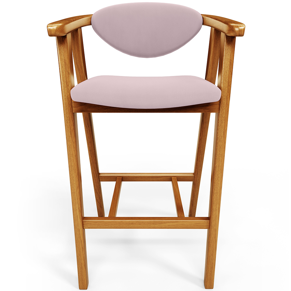 Banqueta Alta Para Cozinha Bancada Bar Sala de Jantar Fixa Cecília L02 Suede Rosê - Lyam