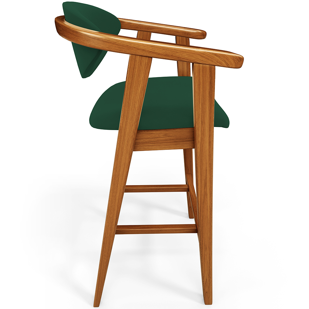 Banqueta Alta Para Cozinha Bancada Bar Sala de Jantar Fixa Cecília L02 Suede Verde Musgo - Lyam