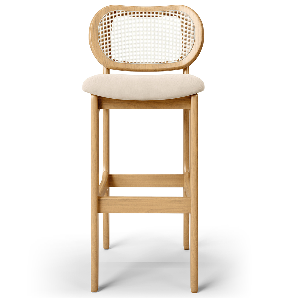 Banqueta Alta Para Cozinha Bancada Sala Tela Betta Fixa L02 Suede Bege - Lyam